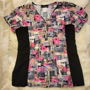 Cherokee VNeck Scrub Top Abstract pattern
